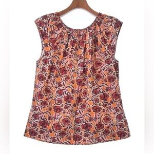 MARNI Blouse OrangexRedxWhite(Flower Pattern) 42 or size Large.